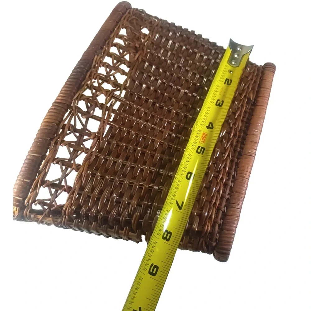 Rattan Wicker Dark Brown Vintage Basket Hanging Handle Plant Storage